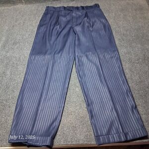 Mens Pronti Collection by Phita Pleated Pants Size XL 38x32 Blue Striped Cuffed